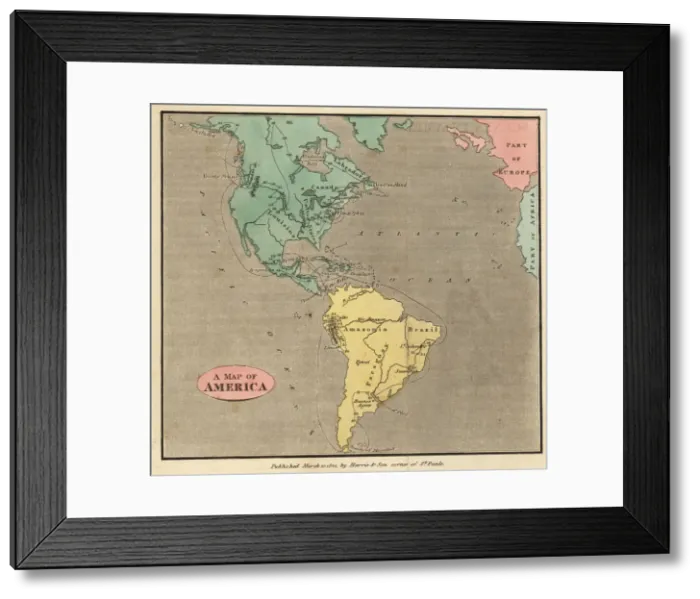 Framed Print : Map of the Americas, circa 1821 Framed Print : Map of the Americas, circa 1821