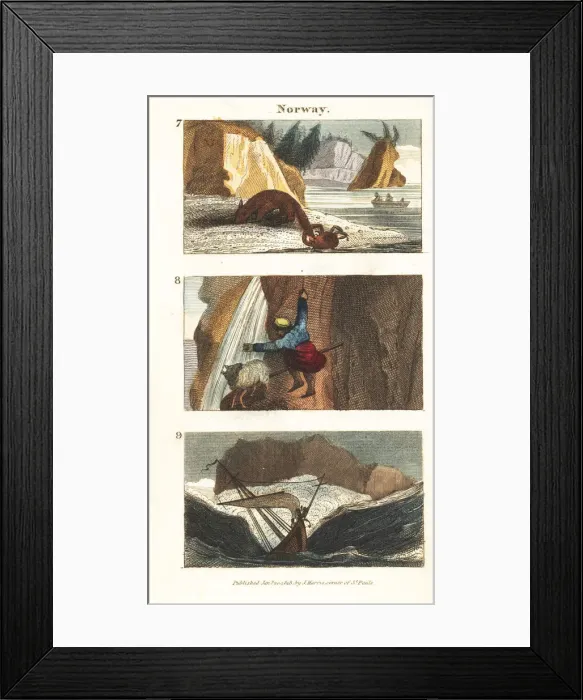 Framed Print : Views of Norway, early 19th century Framed Print : Views of Norway, early 19th century