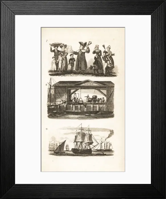 Framed Print : The Bellman, a London Wharf and Coal-ship and barge Framed Print : The Bellman, a London Wharf and Coal-ship and barge
