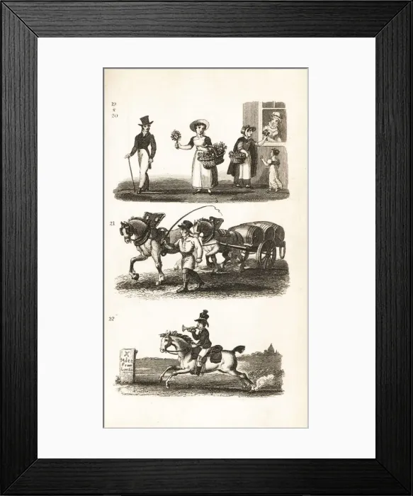 Framed Print : Nosegays, Watercress girl, Brewers Dray, Twopenny-Post Framed Print : Nosegays, Watercress girl, Brewers Dray, Twopenny-Post