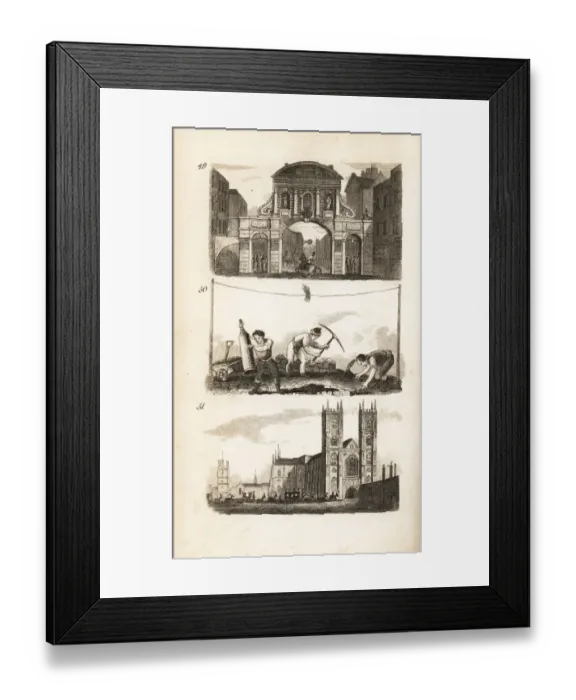 Framed Print : Temple Bar, Paviors and Westminster Abbey Framed Print : Temple Bar, Paviors and Westminster Abbey