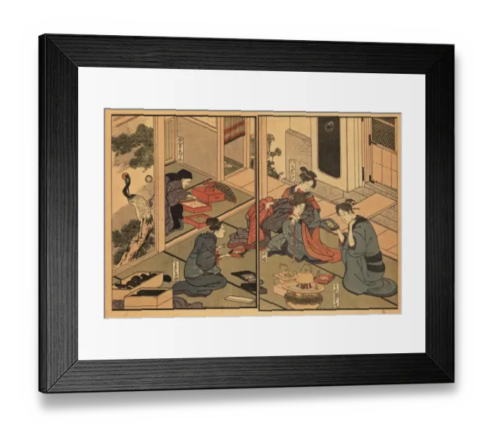 Framed Print : A cosmetics and accessories seller making a house