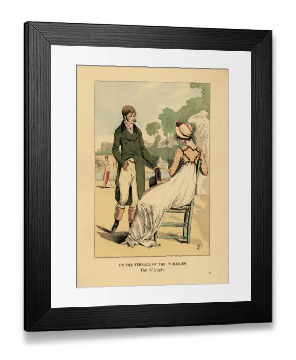 Framed Print : Fashionable couple on the terrace of the Tuileries Framed Print : Fashionable couple on the terrace of the Tuileries