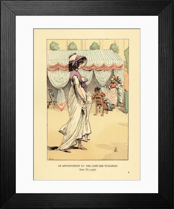 Framed Print : Woman arriving for an appointment at the Cafe des Framed Print : Woman arriving for an appointment at the Cafe des