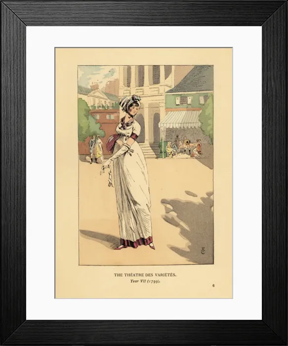 Framed Print : Fashionable woman in front of the Theatre des Varietes Framed Print : Fashionable woman in front of the Theatre des Varietes