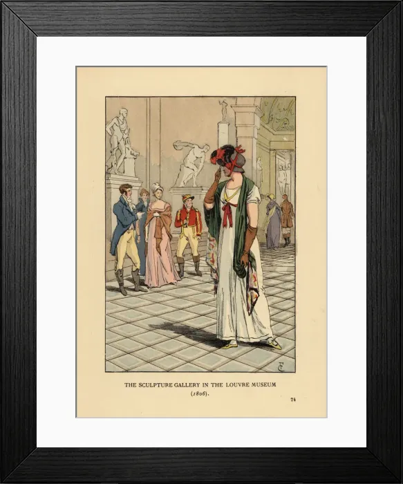 Framed Print : Woman in the sculpture gallery in the Louvre Museum, 1806 Framed Print : Woman in the sculpture gallery in the Louvre Museum, 1806