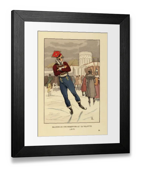 Framed Print : Lancer ice skating on the Bassin de la Villette, 1813 Framed Print : Lancer ice skating on the Bassin de la Villette, 1813