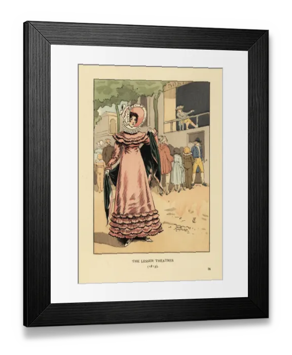 Framed Print : Fashionable woman at an outdoor play, Paris, 1819 Framed Print : Fashionable woman at an outdoor play, Paris, 1819