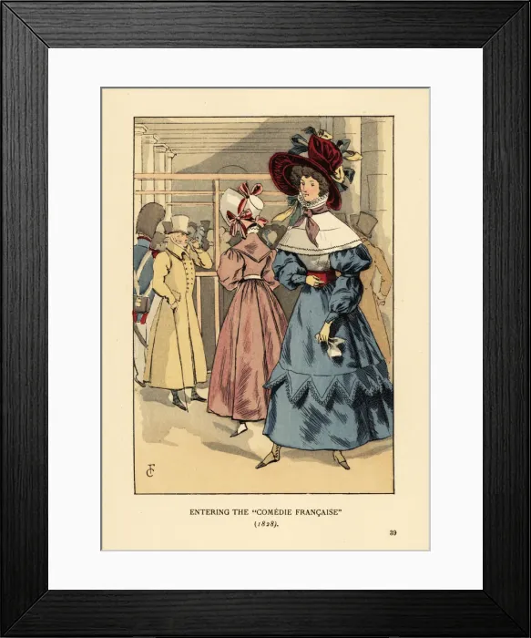 Framed Print : Fashionable women at a play, 1828 Framed Print : Fashionable women at a play, 1828