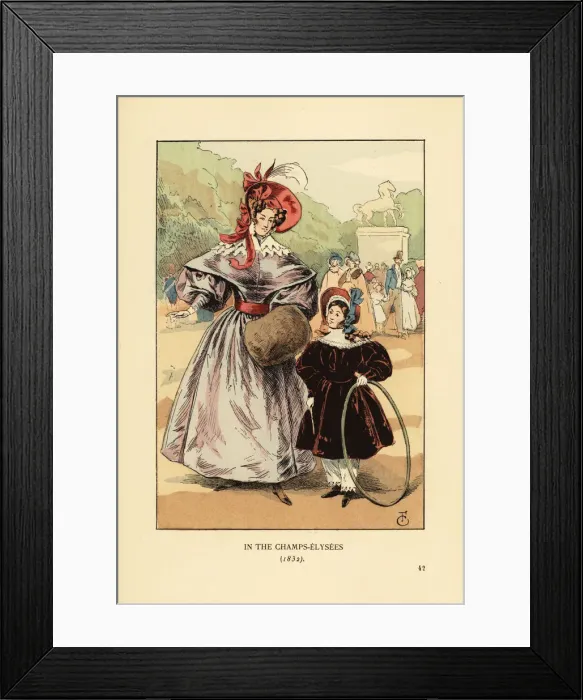 Framed Print : Mother and child playing in the Champs-Elysees, 1832 Framed Print : Mother and child playing in the Champs-Elysees, 1832