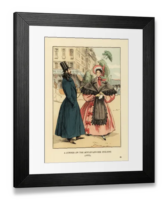 Framed Print : Fashionable couple in front of Cafe Foy, Boulevard Framed Print : Fashionable couple in front of Cafe Foy, Boulevard