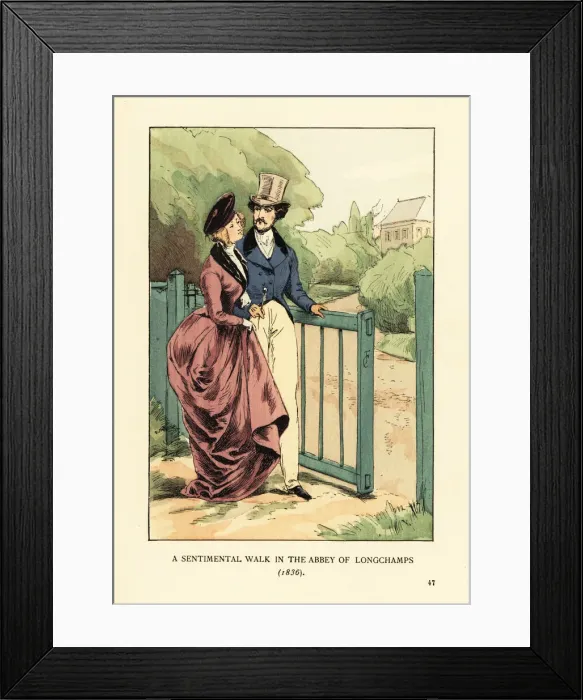 Framed Print : A sentimental walk in the Abbey of Longchamps, 1836 Framed Print : A sentimental walk in the Abbey of Longchamps, 1836