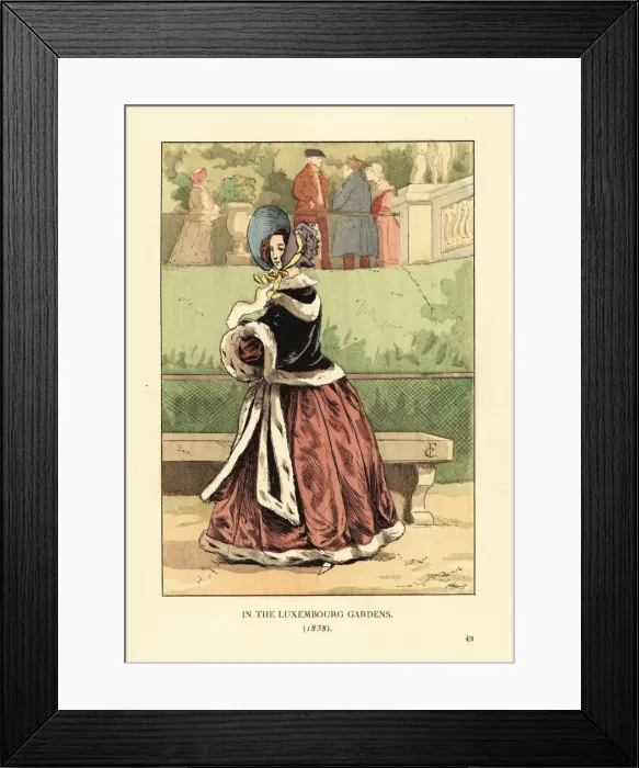Framed Print : Fashionable woman in the Luxembourg Gardens, 1838 Framed Print : Fashionable woman in the Luxembourg Gardens, 1838