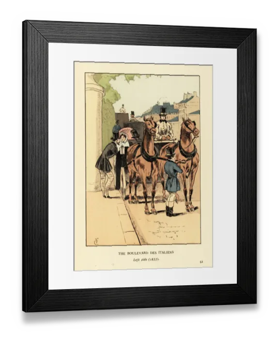 Framed Print : Fashionable carriages on the Boulevard des Italiens, 1855 Framed Print : Fashionable carriages on the Boulevard des Italiens, 1855