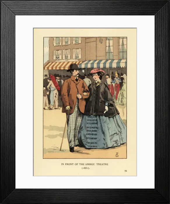 Framed Print : Couple in front of the Ambigu Theatre, 1857 Framed Print : Couple in front of the Ambigu Theatre, 1857