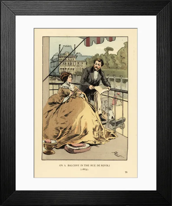 Framed Print : On a balcony in the rue de Rivoli, Paris, 1864 Framed Print : On a balcony in the rue de Rivoli, Paris, 1864