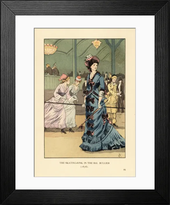 Framed Print : Young women roller skating at the Bal Bullier, 1876 Framed Print : Young women roller skating at the Bal Bullier, 1876