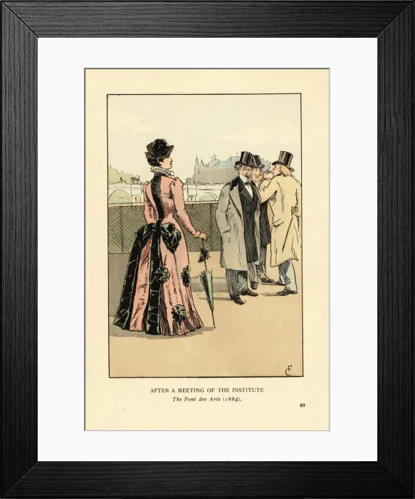 Framed Print : Gentlemen and lady on the Pont des Arts, 1884 Framed Print : Gentlemen and lady on the Pont des Arts, 1884