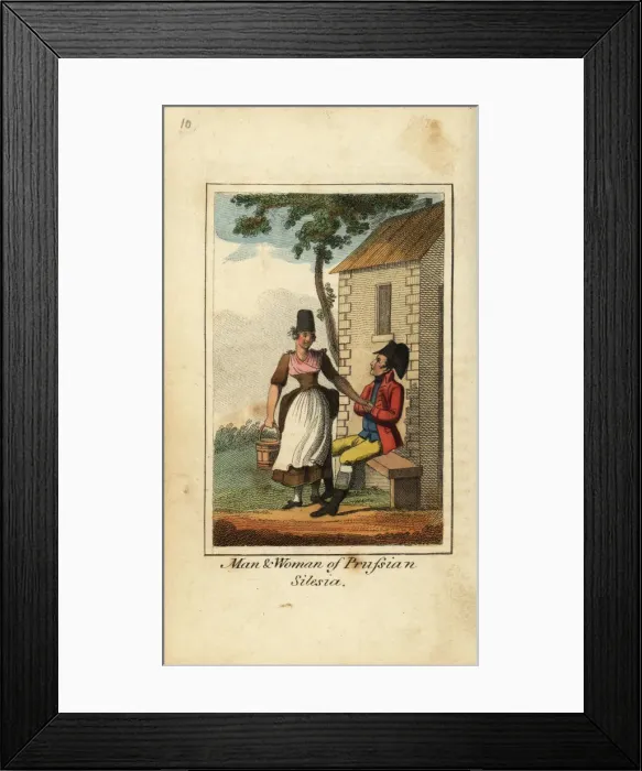 Framed Print : Man and milkmaid, Prussian Silesia, 1818 Framed Print : Man and milkmaid, Prussian Silesia, 1818