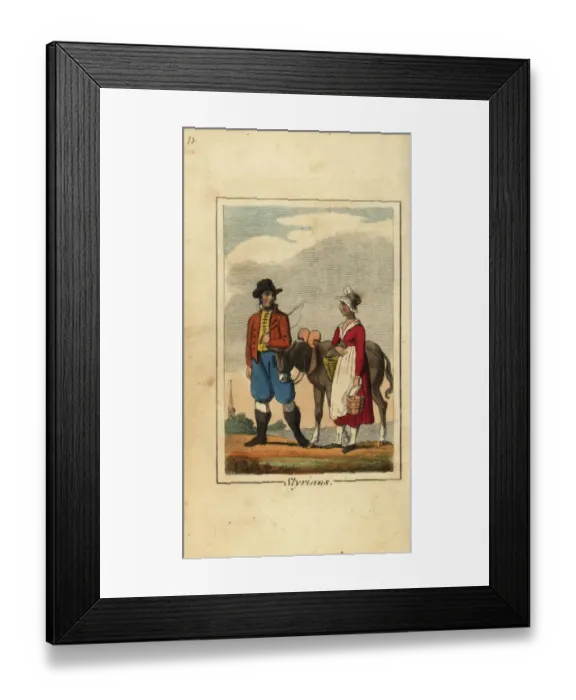 Framed Print : Styrian peasants with donkey, 1818 Framed Print : Styrian peasants with donkey, 1818