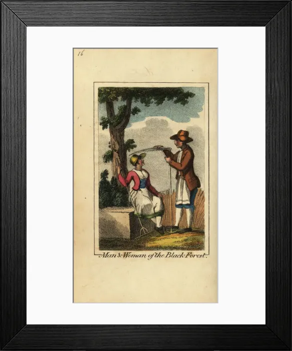 Framed Print : Man and woman of the Black Forest, Germany, 1818 Framed Print : Man and woman of the Black Forest, Germany, 1818