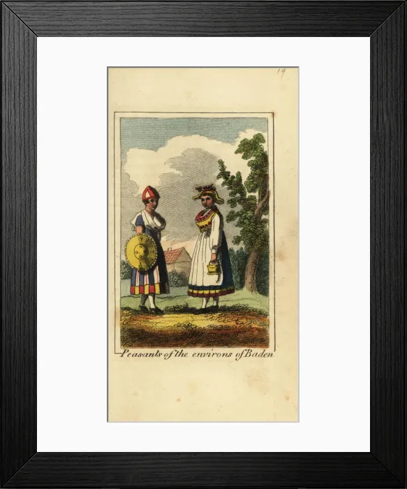 Framed Print : Peasamt women of the environs of Baden, Germany, 1818 Framed Print : Peasamt women of the environs of Baden, Germany, 1818