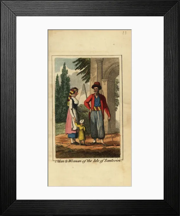 Framed Print : Man and woman of the Isle of Santorini, Greece, 1818 Framed Print : Man and woman of the Isle of Santorini, Greece, 1818