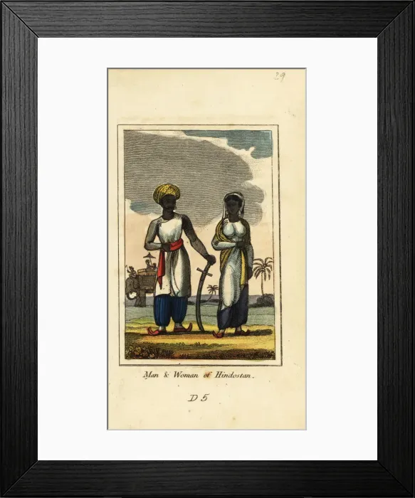 Framed Print : Man and woman of Hindostan or Hindustan, 1818 Framed Print : Man and woman of Hindostan or Hindustan, 1818