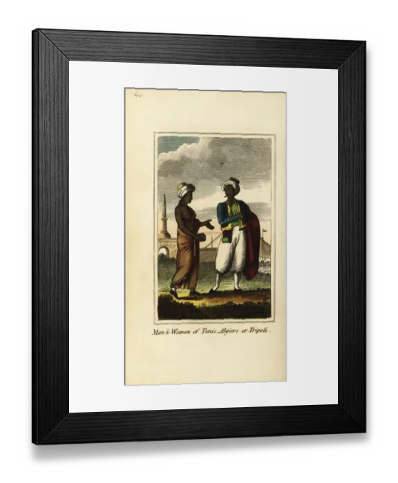 Framed Print : Man and woman of Tunis, Algiers or Tripoli, 1818 Framed Print : Man and woman of Tunis, Algiers or Tripoli, 1818