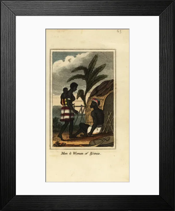 Framed Print : Man and woman of Issinia, Guinea, West Africa, 1818