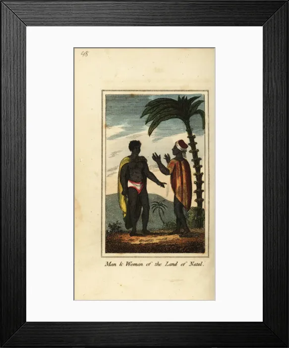 Framed Print : Man and woman of the Land of Natal, South Africa, 1818 Framed Print : Man and woman of the Land of Natal, South Africa, 1818