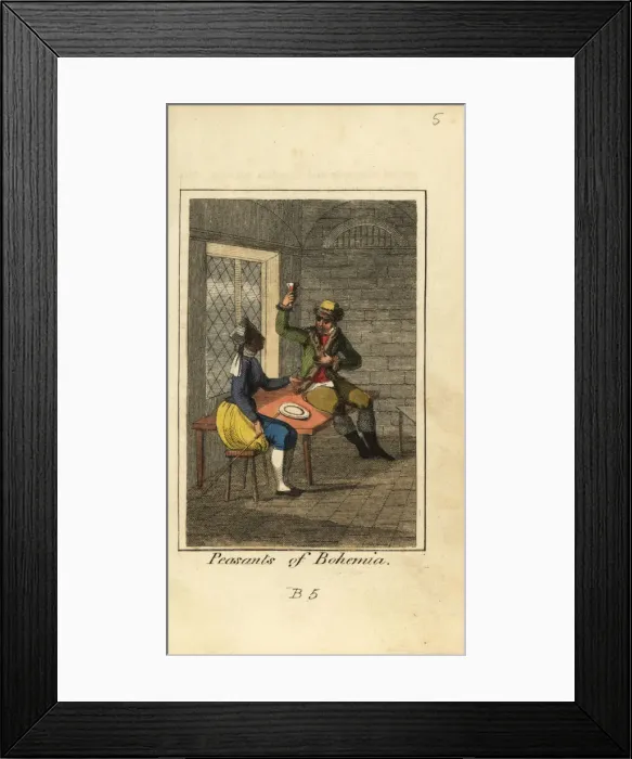 Framed Print : Peasants of Bohemia drinking in a tavern, 1818 Framed Print : Peasants of Bohemia drinking in a tavern, 1818