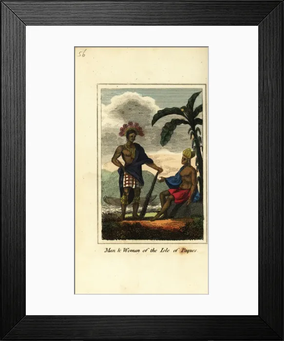 Framed Print : Man and woman of the Isle of Paques or Easter Island, 1818 Framed Print : Man and woman of the Isle of Paques or Easter Island, 1818