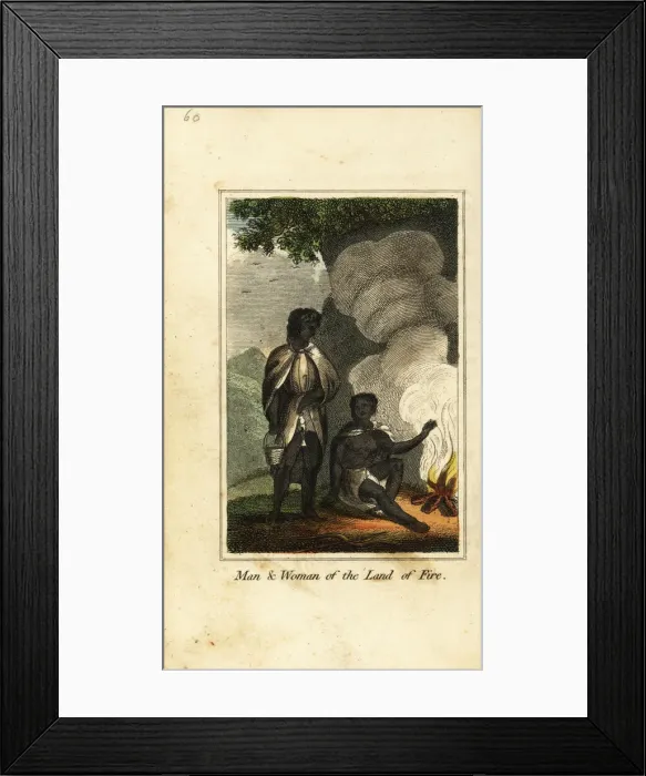 Framed Print : Man and woman of the Land of Fire or Tierra del Fugo, 1818 Framed Print : Man and woman of the Land of Fire or Tierra del Fugo, 1818