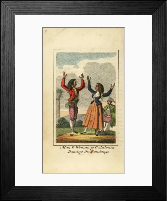 Framed Print : Man and woman of Catalonia dancing the fandango, 1818 Framed Print : Man and woman of Catalonia dancing the fandango, 1818