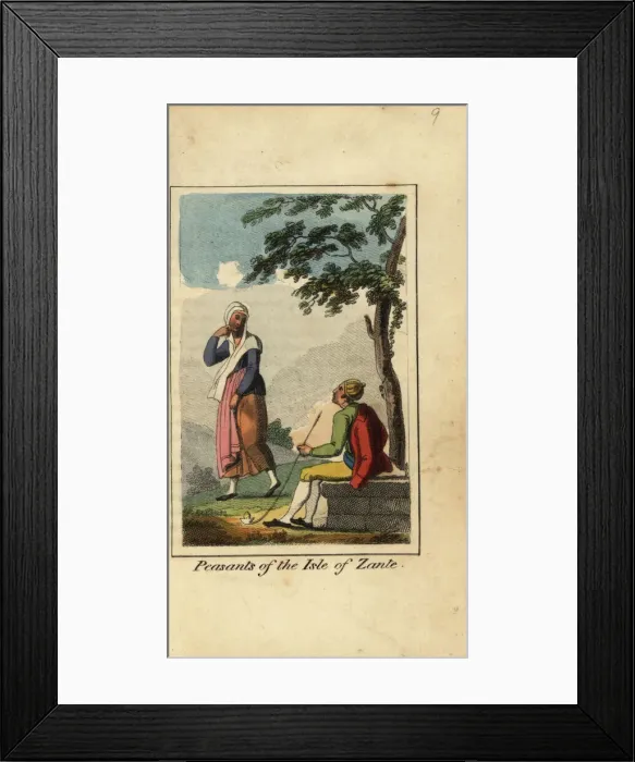 Framed Print : Peasants of the isle of Zakynthos in the Ionian Sea, 1818