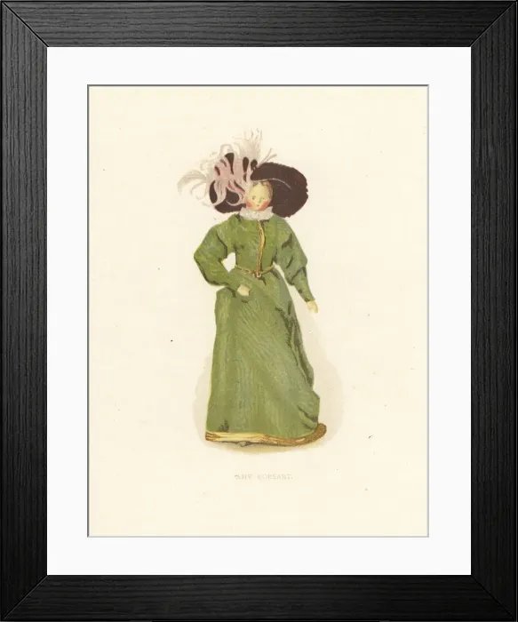 Framed Print : Amy Robsart doll dressed in green satin by young Princess Framed Print : Amy Robsart doll dressed in green satin by young Princess