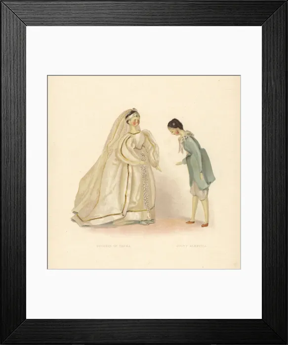 Framed Print : Duchess of Parma and Count Almaviva dolls dressed Framed Print : Duchess of Parma and Count Almaviva dolls dressed