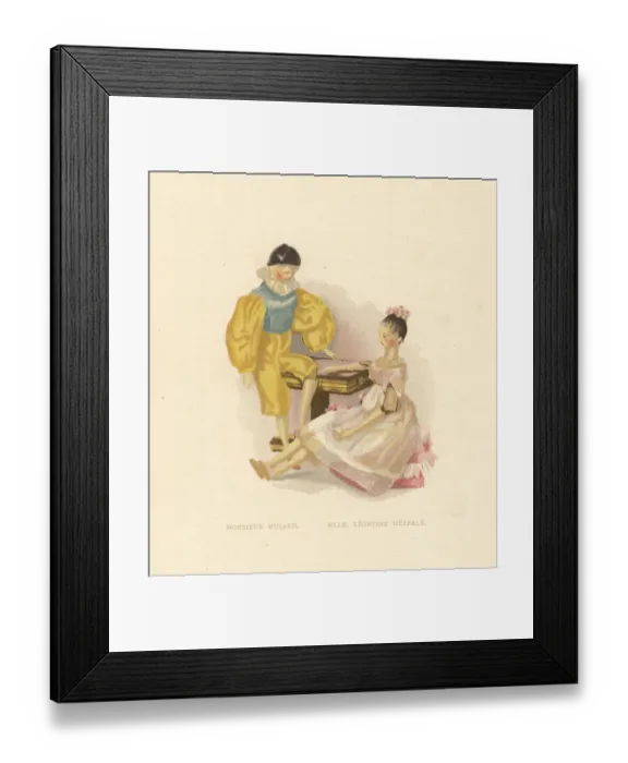 Framed Print : Dolls of clown Monsieur Musard and ballerina Leontine Framed Print : Dolls of clown Monsieur Musard and ballerina Leontine