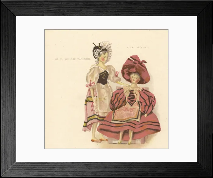 Framed Print : Dolls of ballet dancers Rosalie Taglioni and Caroline Framed Print : Dolls of ballet dancers Rosalie Taglioni and Caroline