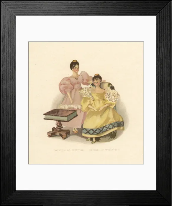 Framed Print : Dolls of courtiers dressed by Princess Victoria Framed Print : Dolls of courtiers dressed by Princess Victoria