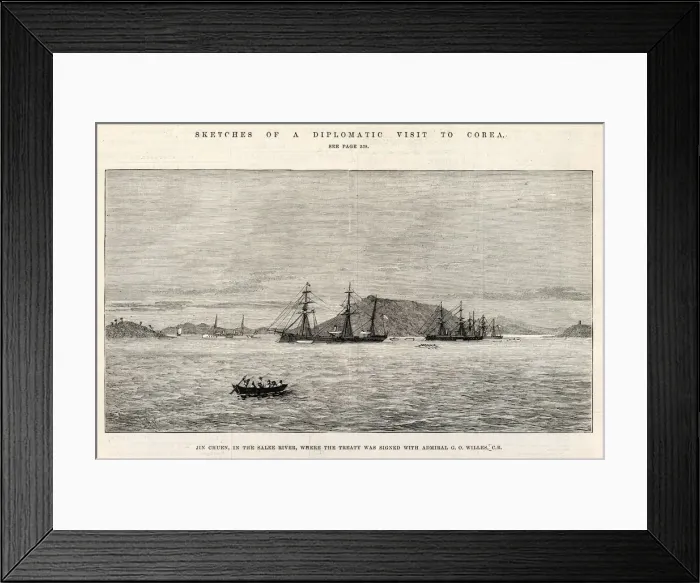 Framed Print : Jin Chuen, in the Salee River where the treated was signed with Admiral G. O. Willes Framed Print : Jin Chuen, in the Salee River where the treated was signed with Admiral G. O. Willes