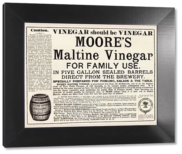 Advertisement for Moores Maltine Vinegar from the Midland Vinegar Company