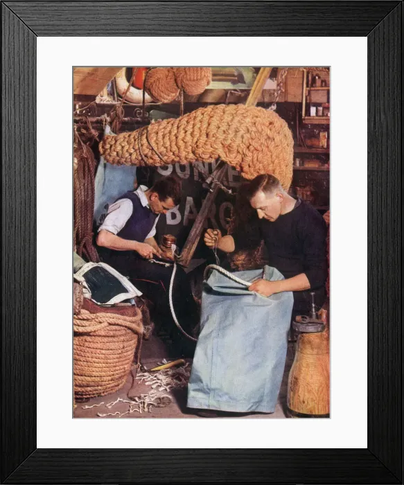 Framed Print : River Firemen knitting bags Framed Print : River Firemen knitting bags