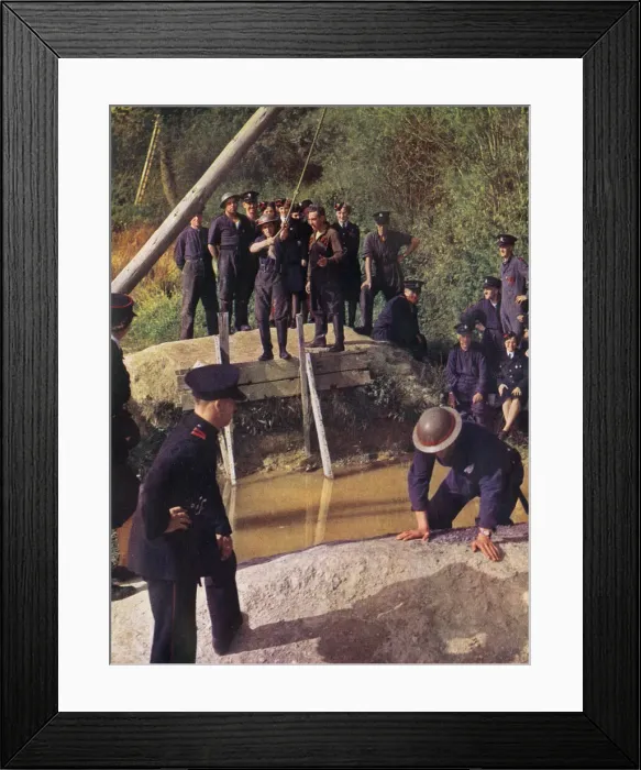 Framed Print : Firemen in training at a Water Jump Framed Print : Firemen in training at a Water Jump