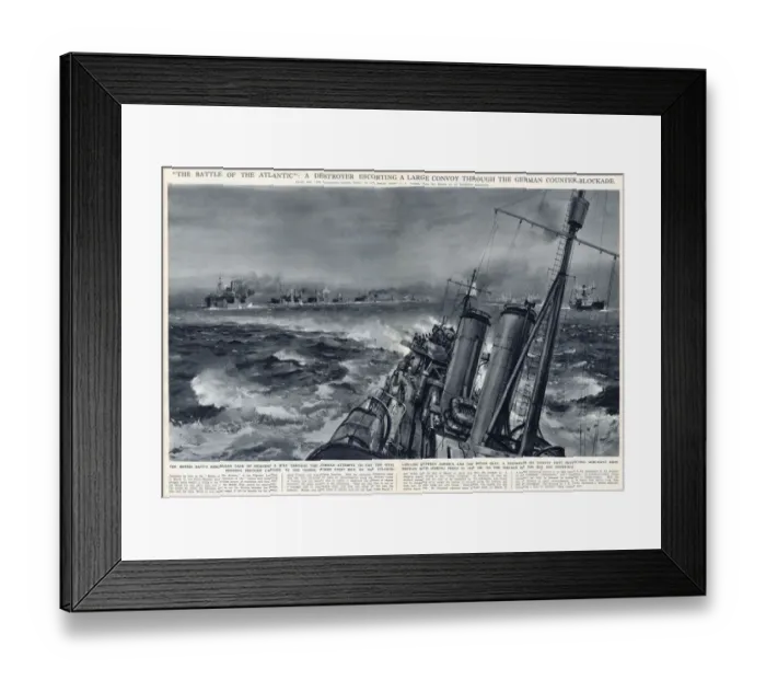 Framed Print : WW2 - Destroyer escorting large convoy - Atlantic Framed Print : WW2 - Destroyer escorting large convoy - Atlantic