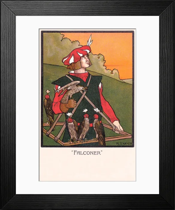 Framed Print : Falconer. A painting of a medaeval falconer Framed Print : Falconer. A painting of a medaeval falconer