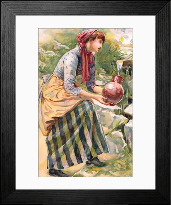 Framed Print : Gipsy. A gipsy woman collecting water in a jar. Artist: Anon. Date: 1902 Framed Print : Gipsy. A gipsy woman collecting water in a jar. Artist: Anon. Date: 1902