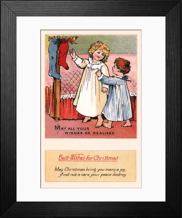 Framed Print : Boy and girl at Xmas Framed Print : Boy and girl at Xmas