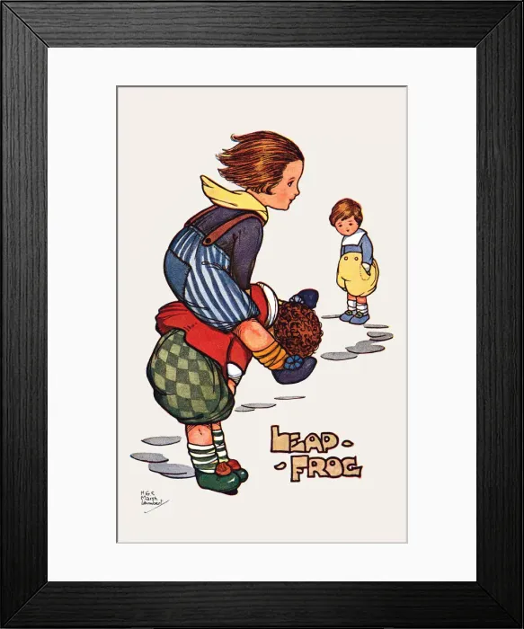 Framed Print : Leap Frog. Artists interpretation of traditional childrens games Framed Print : Leap Frog. Artists interpretation of traditional childrens games